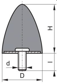 Tampon cauciuc-metal parabolic tip E D115xH136 M16 NR60