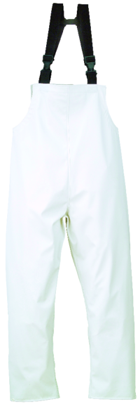 PANTALONI CU PIEPTAR PU FOOD, ALBI_XL (ST)