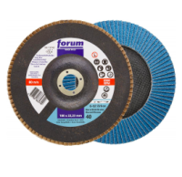 Disc lamelar pentru inox, neferoase, 180mm, gran. 80, curbat 6°, corindon zirconu, FORUM