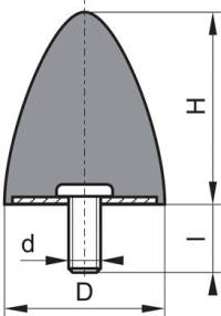 Tampon cauciuc-metal tip parabolic D D10xH10 M4x12 NR57