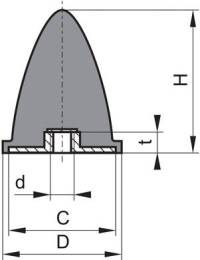 Tampon cauciuc-metal parabolic tip E D10xH10 M4 NR57