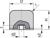 Tampon cauciuc macara 1 filet interior D40 H32 M8 NR70