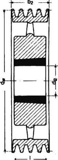 Scripete cu caneluri în V SPB/17, 3 caneluri, 236 mm, bucșă conică 2517