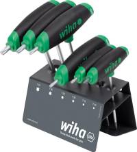 Wiha L-key with T-handle set ComfortGrip TORX® with side drive, matt chrome-plated 7-pcs. in workbench holder (45623)