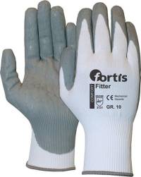 Manusi de protectie din material textil cu strat de nitril, marimea 9, SPUMA FITTER, alb/gri, FORTIS 