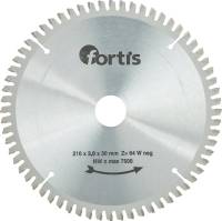 Disc debitare pentru lemn, HW, 216x3,0 x30mm, Z64W, negativ, FORTIS  