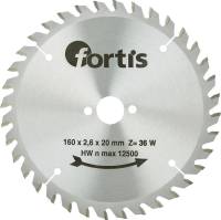 Disc debitare pentru lemn, HW, 160x2,8 x20mm, Z36W, FORTIS  