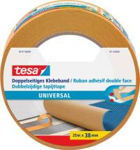 Bandă adezivă cu două fețe. 25m x 38mm Universal