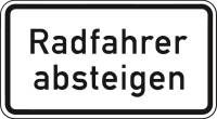 ZZ.1012-32, 330x600mm Radfahrer absteigen RAL-Gütezeichen Folie RA1