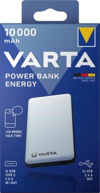 Baterie externa Power Bank Energy, 3.7V, 10000 mAh, 4 porturi, VARTA