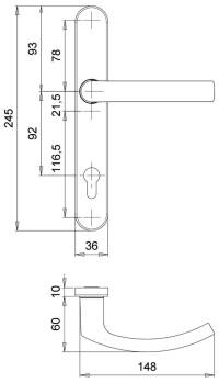 Set de manere pentru usi profilate Kronos 2005/0035, placuta ovala lunga, albe, patrat 8mm, EDI