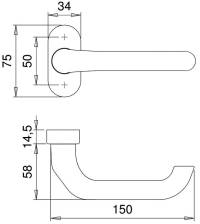 Maner pentru usa Ares FS 1300/2133, o singura bucata, rezistent la flacara, patrat 9mm, 150mm, RAL 9016, EDI