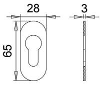 Rozeta ovala Ares 0817/3, aluminiu, maro, slot pentru cheie, pentru usi profilate, grosime 2.5mm, EDI