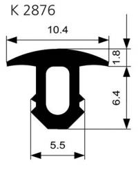 Treppenprofil K 2876 einfräsen halbrund W-KF schw, Br10,4 x H8,2