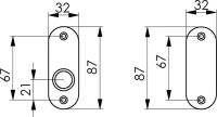 Rozeta pentru maner 479, 32 x 87 x 7 mm, forma ovala, aluminiu F1, AMF