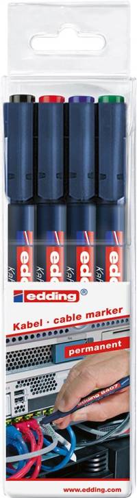 Set markere pentru cabluri, 8407, linie 0,3mm, negru, rosu, albastru, verde, EDDING