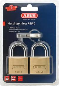 Set lacat 45, corp din alama, inel din otel calit, 39mm, 2 bucati (Twins), ABUS