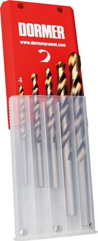 Set de burghie elicoidale HSS, TiN, A002, Ø 4-10.0mm, increment 1-2mm, 5 buc, DIN338N, DORMER