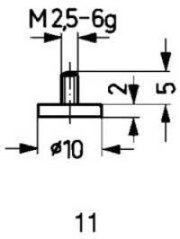 Varf palpator, otel, model 11, plan, Ø 10 mm, 2mm, KAFER