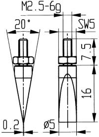 Varf palpator, otel, model 20, Lama, latime 5 mm, 16mm, KAFER