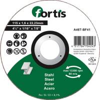 Disc de debitat pentru otel si inox, 115x1,6mm, drept, FORTIS