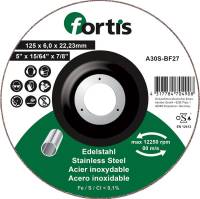 Disc de polizat pentru inox, 125x6,0mm, curbat, FORTIS